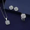 Elegant Lab Diamond Jewelry set 925 Sterling Silver Party Wedding Rings Earrings Necklace For Women Promise Moissanite Jewelry260S