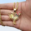 Pendant Necklaces Collier Necklace Gold Color Stainless Steel Gallic Rooster For MenWomen Iced Out Bling French Jewelry Gift6224188392542