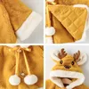 Jackets 4 Colors Cute Christmas Elk Plush Baby Jacket Autumn Winter Warm Hooded Infant Girls Coat Princess Cloak Baby Girl Clothes 0-24M 231205