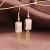 Dangle Earrings Natural White Jade Ear Nails 925 Silver-encrusted Pendant With Certificate