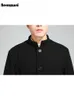 Men's Wool Blends Nerazzurri Autumn Winter Black Soft Warm Woolen Coat for Men Single Breasted Luxury Chinese Style Fashion blends Overcoat 231205