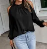 Kvinnors blusar sexiga utanför axelblus 2023 Spring Autumn Long Sleeve Casual Loose Shirt Black Green Tops Office Ladies