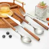 Cookware Sets 16 24pcs Silver 304 Stainless Steel Cutlery Set Wooden Handle Vintage Tableware Dinnerware Spoon Fork Knife Kitchen Flatware 231204