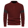 Chandails pour hommes automne et hiver couleur unie pull tricoté polyvalent monochrome code européen base de col rond