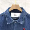 Amis – veste en jean de styliste, manteau en Denim de qualité supérieure, nouveau produit automne/hiver, petit amour brodé, poche latérale, Style Couple