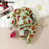 Set di abbigliamento Prowow 03Y Completi natalizi per bambini Felpa da Babbo Natale Top e pantaloni 2 pezzi Costume del mio primo anno per ragazzi ragazze bambini 231204