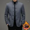 Vêtements ethniques Haut de gamme Sinicism Tang Costume Veste pour hommes Ajouter Pile Épaississement Traditionnel Chinois Zhongshan Cadran Boucle Manteau Rembourré En Coton