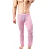 Thermisch ondergoed voor heren Herenbroeken Mesh doorzichtige lange onderbroek Ademende losse broek Transparante slaapbodems Gay pyjama Homewear