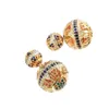 Stud Hoge Kwaliteit Holle Ontwerp Kleurrijke Zirkoon Tow Side Ball Stud Oorbellen Vintage Etnische Sieraden Voor Vrouw Gift 230313