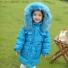 ダウンコート2023女の子のための冬のジャケットフード付き本物のアライグマファーガール3-10歳の子供幼児アウターパーカーQ231206
