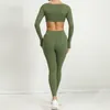 Active Sets 2024 1/2PCS Nylon Pad Yoga Set Women Workout Pant Sport Gym Fitness Long Sleeve Crop Top High Waist Leggings Suits