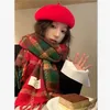 Scarves Christmas Scarf Winter Warm Female Korean Version of Simple Versatile Year's Gift To Give Red Tassel Plaid Scarfs 231205