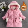 Down Coat Envoyer des gants Nouvelle hiver filles veste chaude col de fourrure princesse manteau à capuche fermeture éclair vêtements d'extérieur cadeau d'anniversaire 3-8 ans vêtements pour enfants Q231205