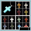 Pendant Necklaces Statement Necklace Jewelry Healing Crystals Rope Leather Drop Round Flower Cross Apple Natural Stone Pendants Deliv Dhi5Y