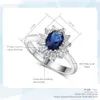 Bröllopsringar Lady Princess Diana för kvinnor Brud Blue Crystal Engagement Promise äktenskapsring för kvinnliga modesmycken 076 231205