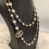 Modedesigner halsband lyxiga smycken långa hängen tröja halsband klassiska stjärnstjärna strängar elegant pärlkedja dubbel lett198m