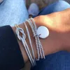 Bracelets de charme Noter Fashion 3pcs / Set Bracelet Homme 4mm Argent Cuivre Perlé Braslet Mâle Pendentif Braclet Ouverture Fine Bangles287l