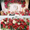 Decorative Flowers Wreaths 100CM Road Cited Artificial Flower Row Wedding Supply Rose Peony Wall Iron Arch Backdrop Arrangement Arch Fake Flowers Decor DIY 231205