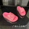 Sports shoes 2024 Thick soled sponge cake straight line for women external sandals summer new macaron fairy style beach slippers