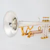 Japonya Kalitesi Made 9345 BB Trompet B Düz Pirinç Gümüş Kaplama Profesyonel Trompet Müzik Aletleri Deri Kılıf