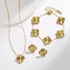 Gold Plated Necklaces Chain Bracelet Earrings Designer Necklace Chains Flowers Four-leaf Clover Bracelets Pendant Earring Party Jewelry Three-piece Suit