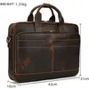 Briefcases Retro Laptop Briefcase Bag Genuine Leather Handbags Casual 15.6 Pad Daily Working Tote s Men Male for Documents s 231205