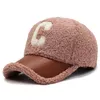 ボールキャップ秋の冬の手紙cラムズウール野球帽ファッションパパ帽子男性のための暖かい帽子を維持するユニセックス231204