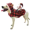 Costume da pet per animali domestici di abbigliamento per cani abiti da pet natalizio per animali domestici costume natalizie Babbo Natale che cavalca su nastro fissato per cani 231205