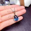 Pendentifs S925 argent 45cm collier saphir foncé bijoux pour femmes bohême Collares bleu topaze pendentif filles