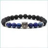 Bedelarmbanden Lava Chakra Armband Agaat Tijgeroog Steen Genezing Mannen Sieraden Zwarte Kraal Drop Levering Sieraden Armbanden Dhihp