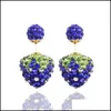 Boucles d'oreilles pour femmes, bijoux plaqués argent, cristal coloré, boule Disco, perles de mariage, livraison directe Dh9Ho