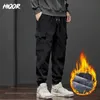 Mens Pants Hiqor Y2K Vintage Baggy Winter Thicken Warm For Fleece Cargo AnkleLength Joggers Harem Oversize Trousers 231204