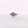 Cluster Rings 0.7ct 5mm 7mm VVS Grade Natural Tanzanite Ring For Daily Wear Real 925 Silver Gift Woman