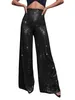 Women's Pants S Kmbangi Women Sequin Flare High midja glitter Glitter Wide Len Loose Trousers Party Clubwearcchampagne 231205