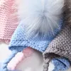 Berretti Cappelli Cappello con pompon in vera pelliccia per bambini Cappello invernale con paraorecchie all'uncinetto per ragazze Ragazzi Berretto lavorato a maglia Doppio due cappelli con pompon in vera pelliccia per bambini 231123