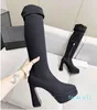 Bottes à talons super hauts et épais pour femmes, imperméables, plateforme au dessus du genou, fines, nouvelle collection