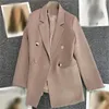 Costume pour femme, 1 pièce, Version coréenne, couleur unie, veste de costume, Style britannique, blazer à Double boutonnage, manteau, cadeau pour fille, printemps-automne