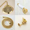 Bathroom Shower Heads Gold Color Brass Accessories Rain Head Hand Spray Arm Hose shower Bracket ad002 231205