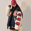 Robe de deux pièces Lettre rétro américaine Flocage Uniforme de baseball brodé Femme Y2K Punk Street Moto Harajuku Wind Student Manteaux amples 231205