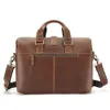 Maletines Hombres genuinos Maletín de cuero 15.6 "Bolsa para computadora portátil Cuero de vaca Trabajo de negocios Messenger S Hombro Crossboby Bolso Tote 231205