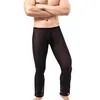 Sous-vêtements thermiques pour hommes, pantalons en maille transparents, pantalons longs respirants, amples, bas de sommeil transparents, pyjama Gay, vêtements de maison