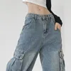 Jean femme printemps 2023, processus de lavage, mode coréenne, pantalon Cargo usé, grand nom, pantalon droit en coton, vêtements Y2k