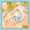 Ensembles de bijoux de mariage Mix 4pieces 1 lot de bijoux de vacances classiques Couronne Blanc Bleu Fire Opal 925 Sterling Sier Anneaux pour cadeau de fête Drop Dhqkp