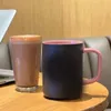 ZK20 Star - Pink and Black Cistled Ceramic Cup Pup z słomkowym biurem kawy Portable