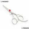 Haarschaar Lyrebird High Class 440C Japan-schaar 4,5 inch of 5 grote rode steen Goede kwaliteit Drop Delivery Producten Verzorging Styling Dhc0X