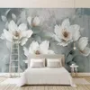 Papier peint floral pour murs rétro simple fleur en relief, personnalisez votre papier peint de décoration intérieure atmosphérique haut de gamme préféré296a