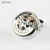 Запонки сдержанные роскошные функциональные часы с механизмом, запонки Lepton из нержавеющей стали в стиле стимпанк, механизм часов, запонки для мужчин 231204