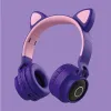 LED chat oreille suppression du bruit casque Bluetooth 5.0 jeunes enfants casque Support TF carte 3.5mm prise avec micro LL