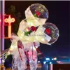 Parti Dekorasyon Led Leminous Balon Rose Buket Şeffaf Bobo Ball Valentines Günü Hediye Doğum Günü Partisi Düğün Dekorasyon Balon Dhdnf