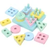 Illumination éducation précoce quatre piliers jouets de puzzle pour enfants coordination œil-main infantile sagesse quatre piliers blocs de construction